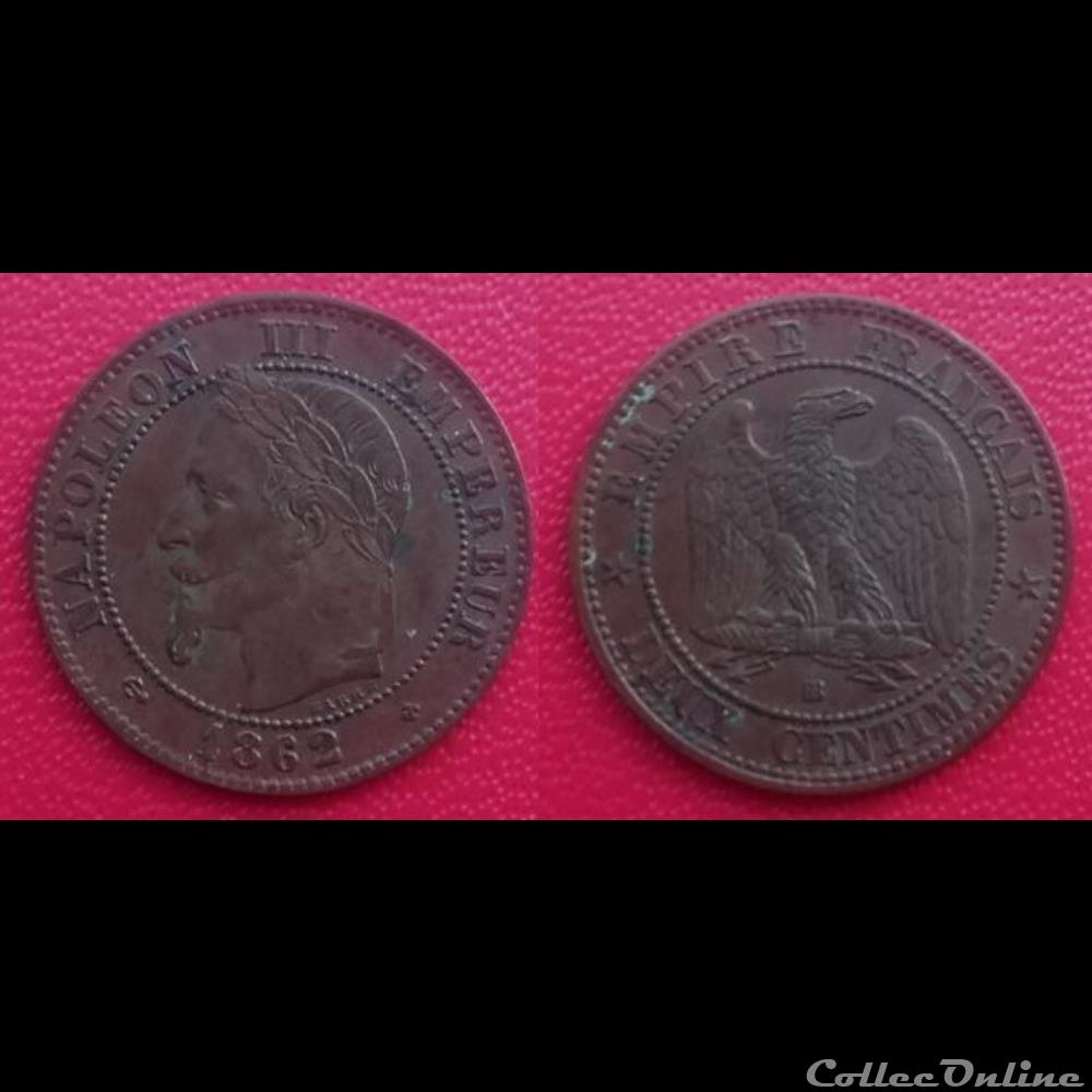 2 Cts Napoléon III Tête Laurée 1862 BB monnaie france moderne 2 cts napoleon iii tete lauree 1862 bb