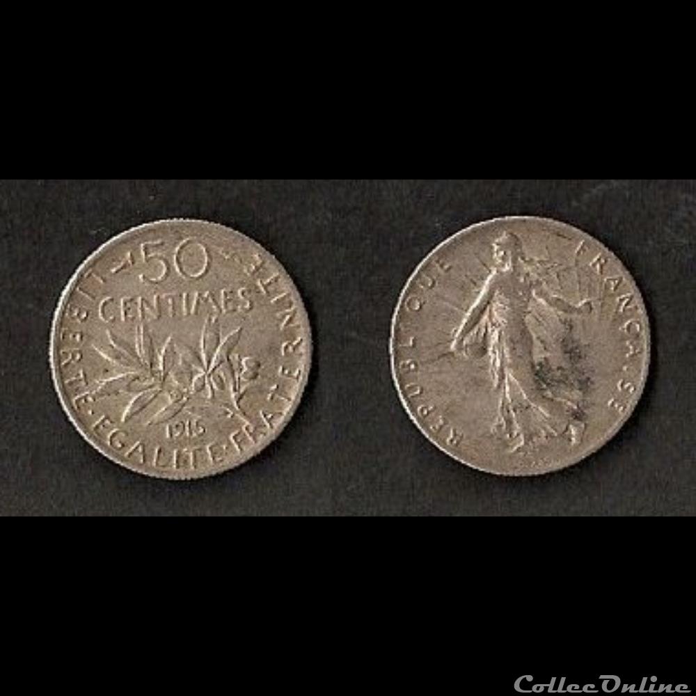 50 Cts Semeuse (Argent) 1915 monnaie france moderne 50 cts semeuse argent 1915