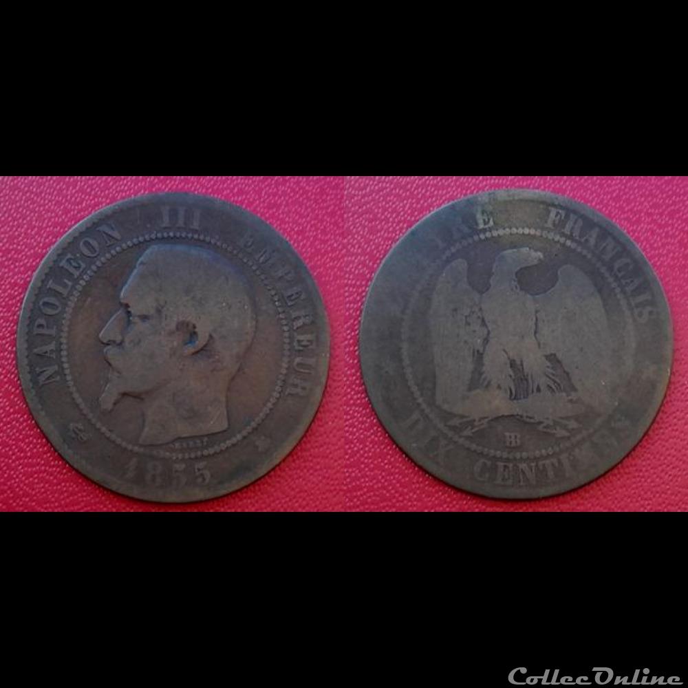 10 Cts Napoléon III Tête Nue 1855 BB ancre monnaie france moderne 10 cts napoleon iii tete nue 1855 bb ancre