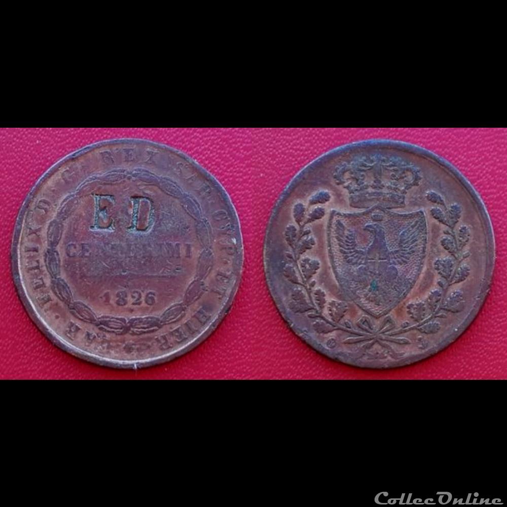 monnaie monde italie 10 centesimi charles felix 1826 contremarque ed