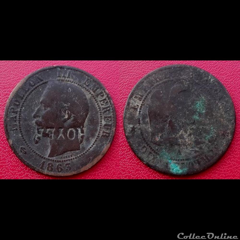 10 Cts Napoléon III Contremarquée "ROYER" monnaie france moderne 10 cts napoleon iii contremarquee royer