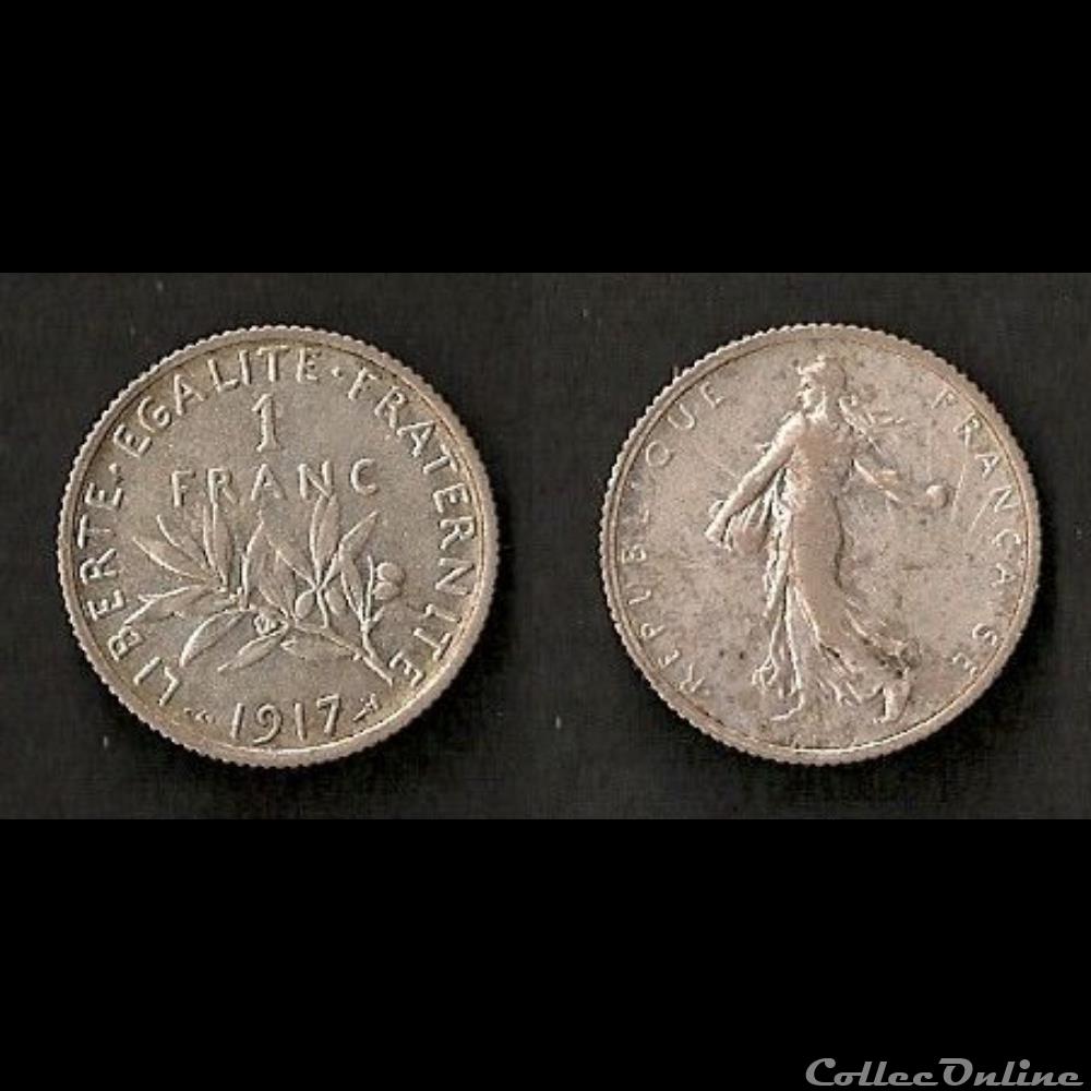1 Franc Semeuse (Argent) 1917 monnaie france moderne 1 franc semeuse argent 1917