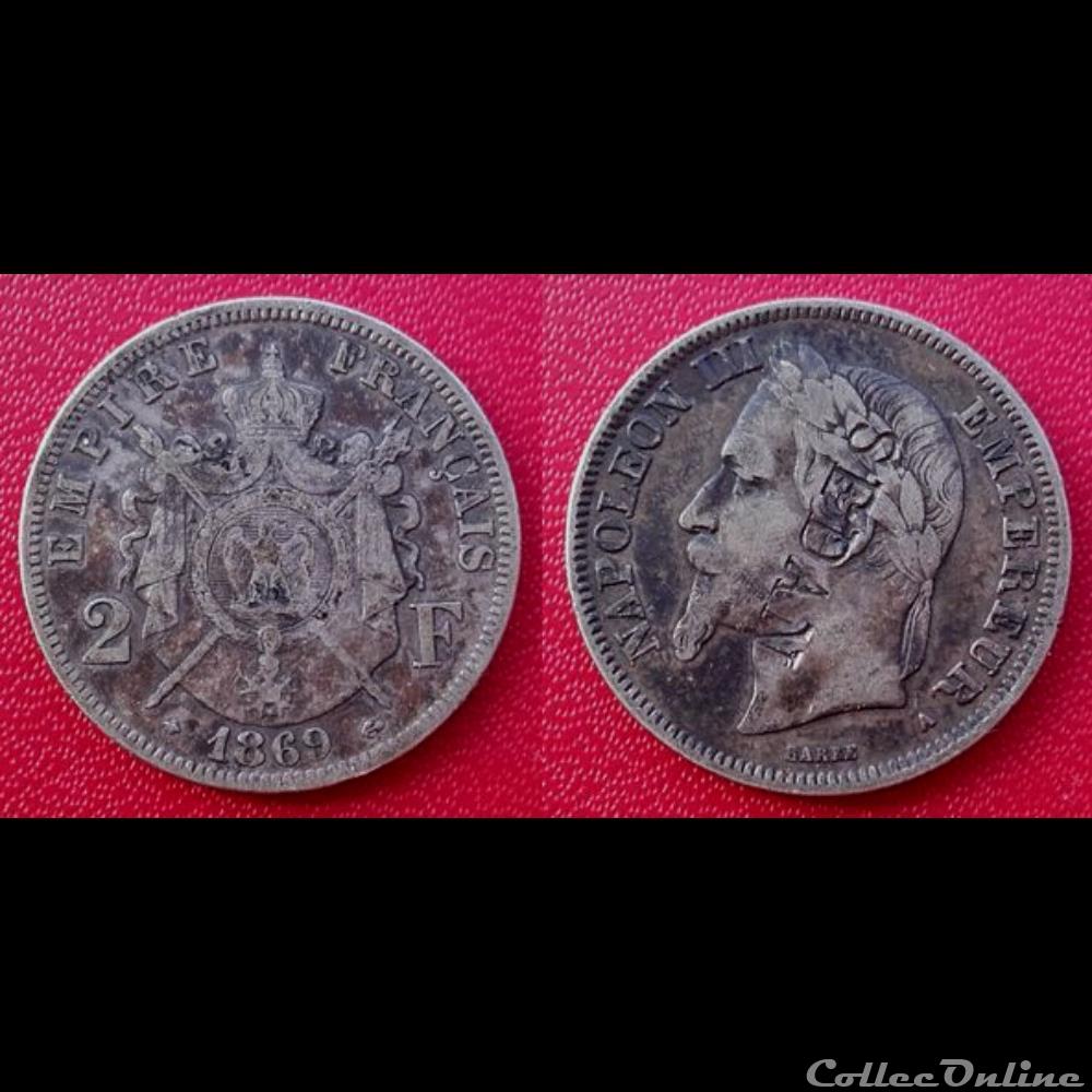 2 Francs Napoléon III Contremarquée SEDAN 1869 A monnaie france moderne 2 francs napoleon iii contremarquee sedan 1869 a