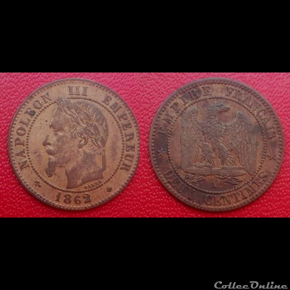 2 Cts Napoléon III Tête Laurée 1862 A monnaie france moderne 2 cts napoleon iii tete lauree 1862 a