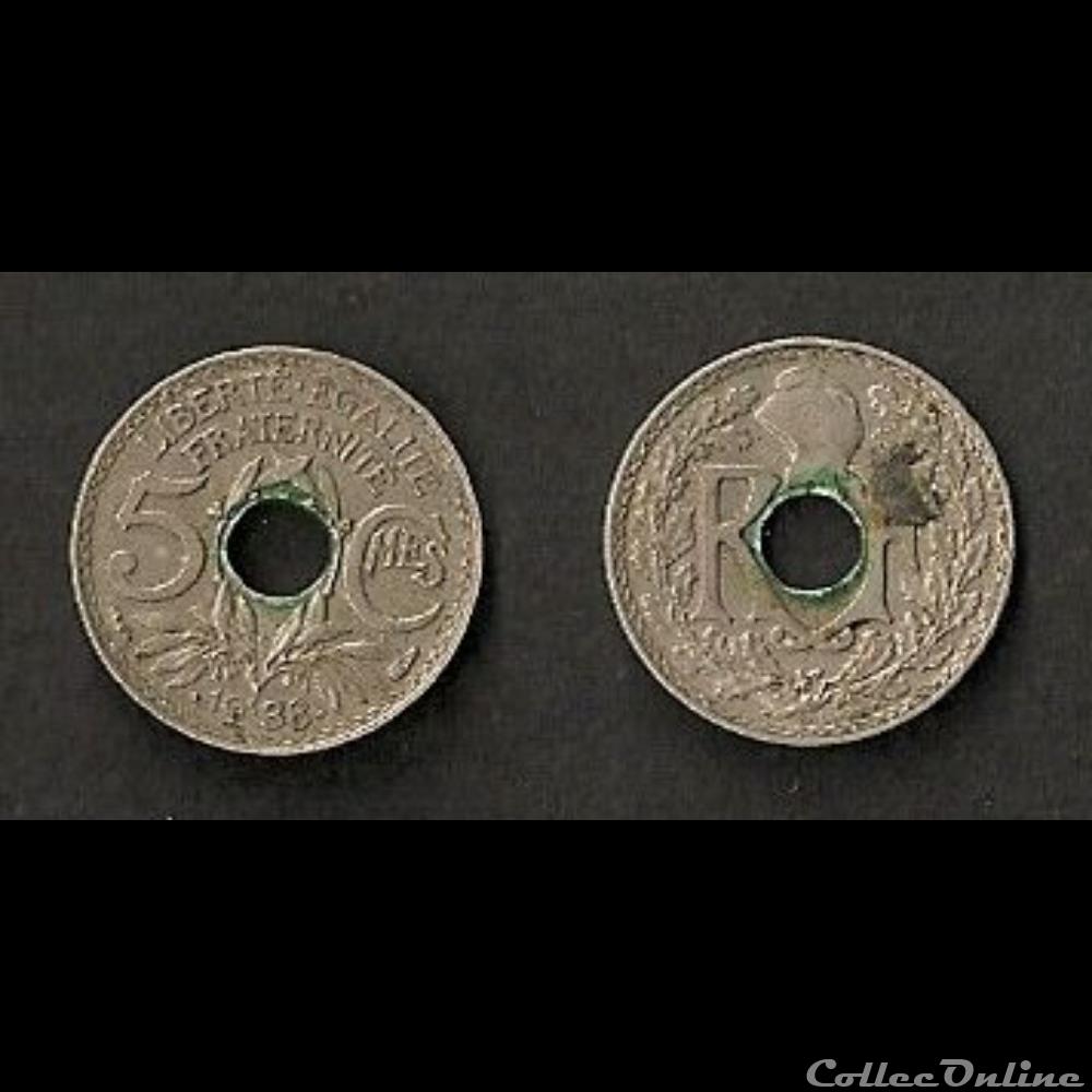 monnaie france moderne 5 centimes lindauer maillechort 1938