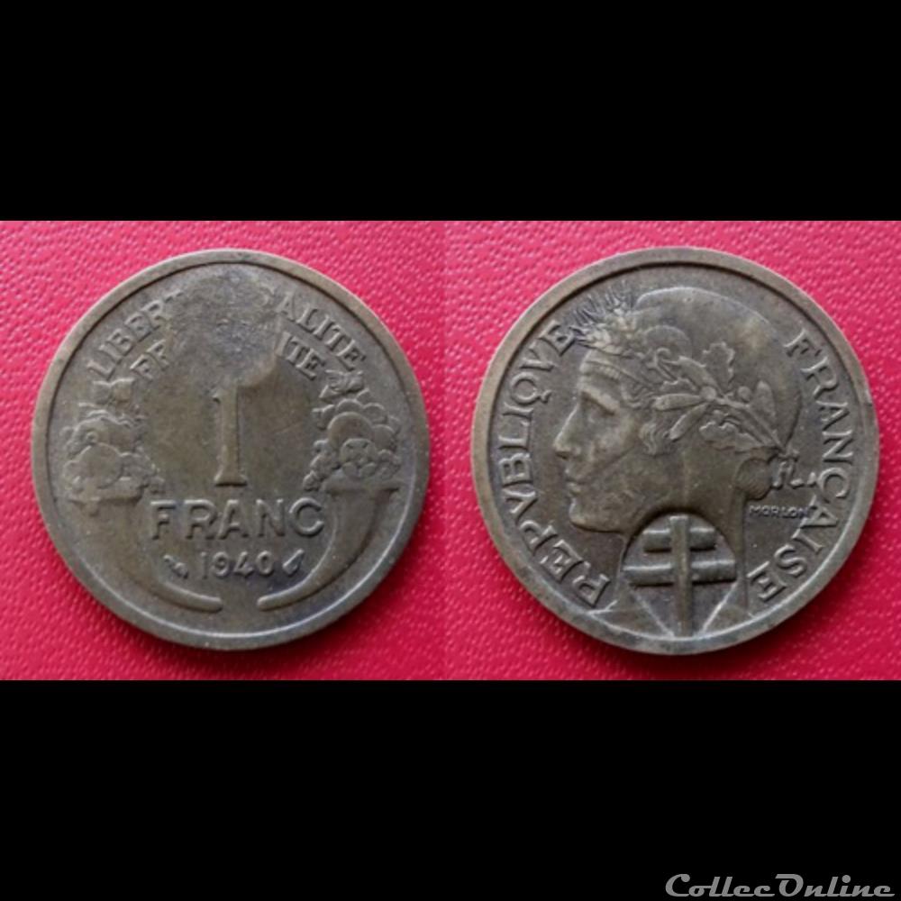 1 Franc Morlon poinçon croix de lorraine (2) monnaie france moderne 1 franc morlon poincon croix de lorraine 2