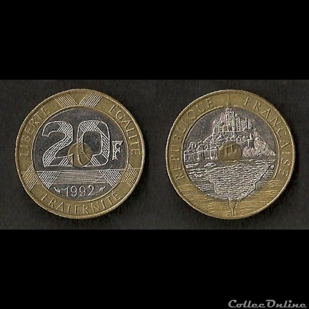 monnaie france moderne 20 francs mont saint michel 1992