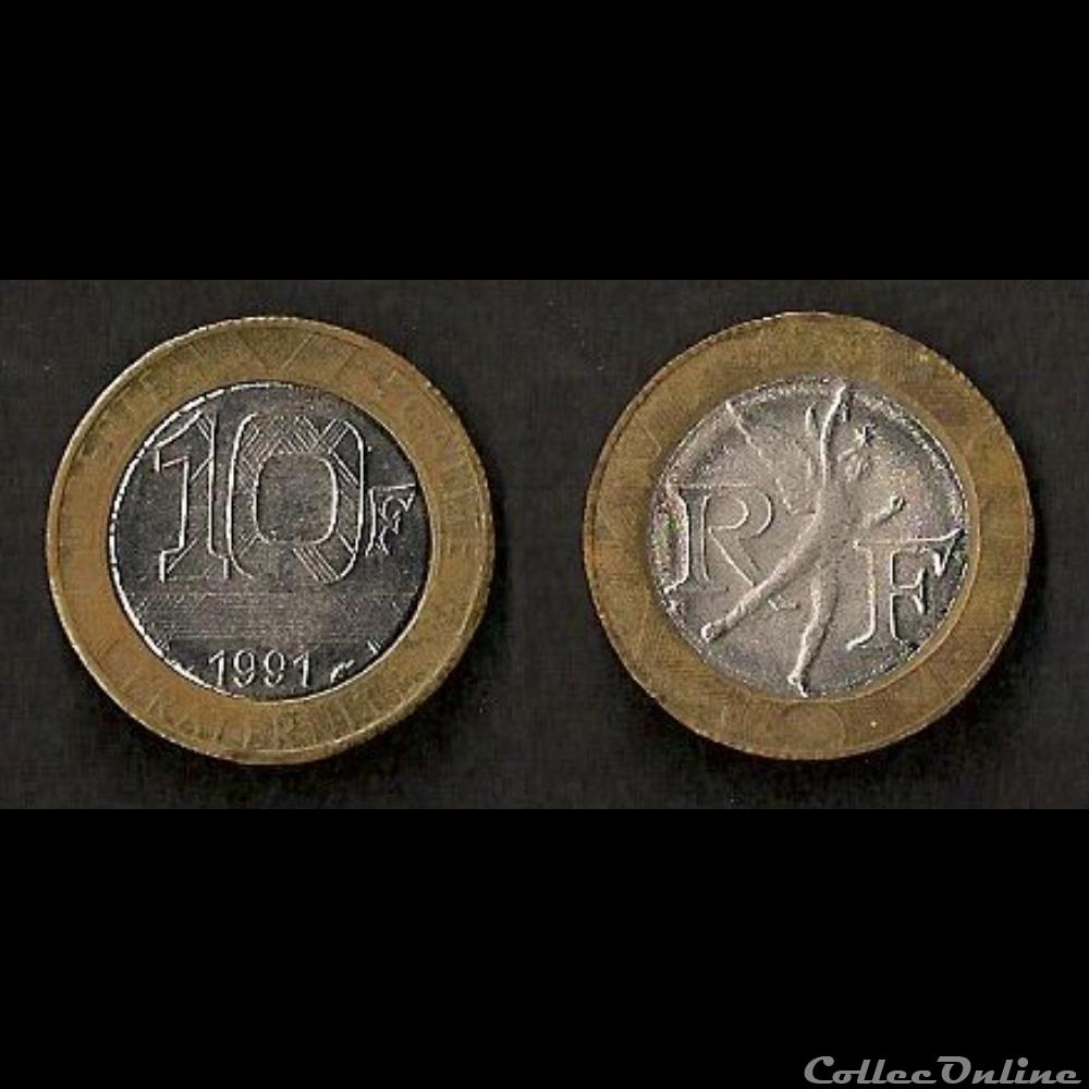 monnaie france moderne 10 francs genie de la bastille 1991 faux epoque
