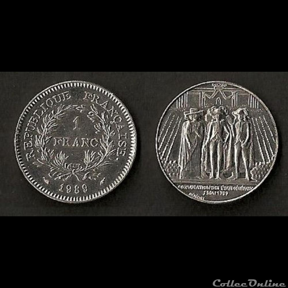 1 Franc Etats Généraux 1989 monnaie france moderne 1 franc etats generaux 1989