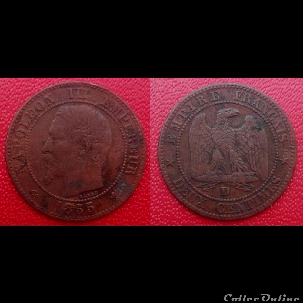 2 Cts Napoléon III Tête Nue 1855 D (Ancre) monnaie france moderne 2 cts napoleon iii tete nue 1855 d ancre