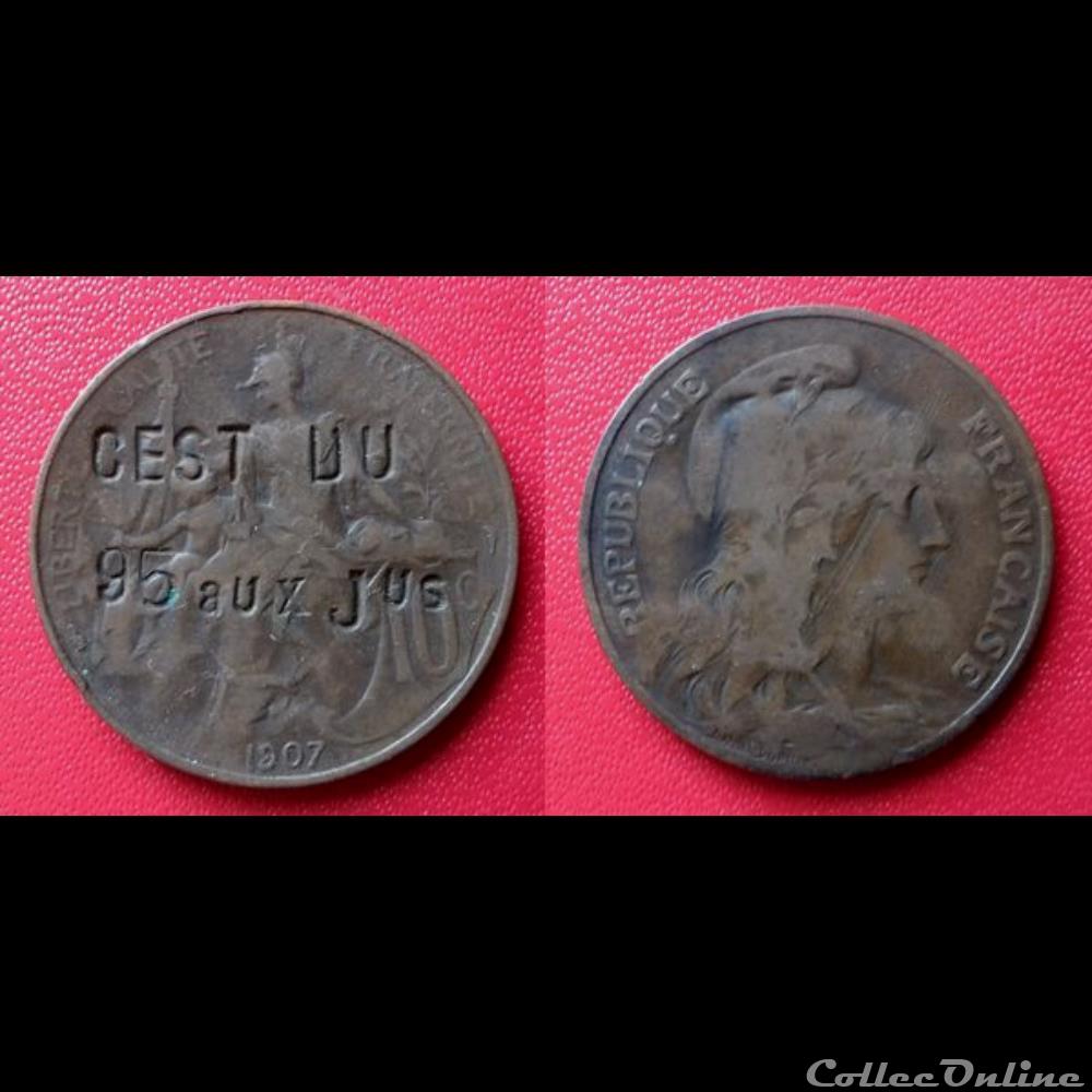 10 Cts Dupuis contremarqué "CEST DU 95 AUX JUS" monnaie 10 cts dupuis contremarque cest du 95 aux jus
