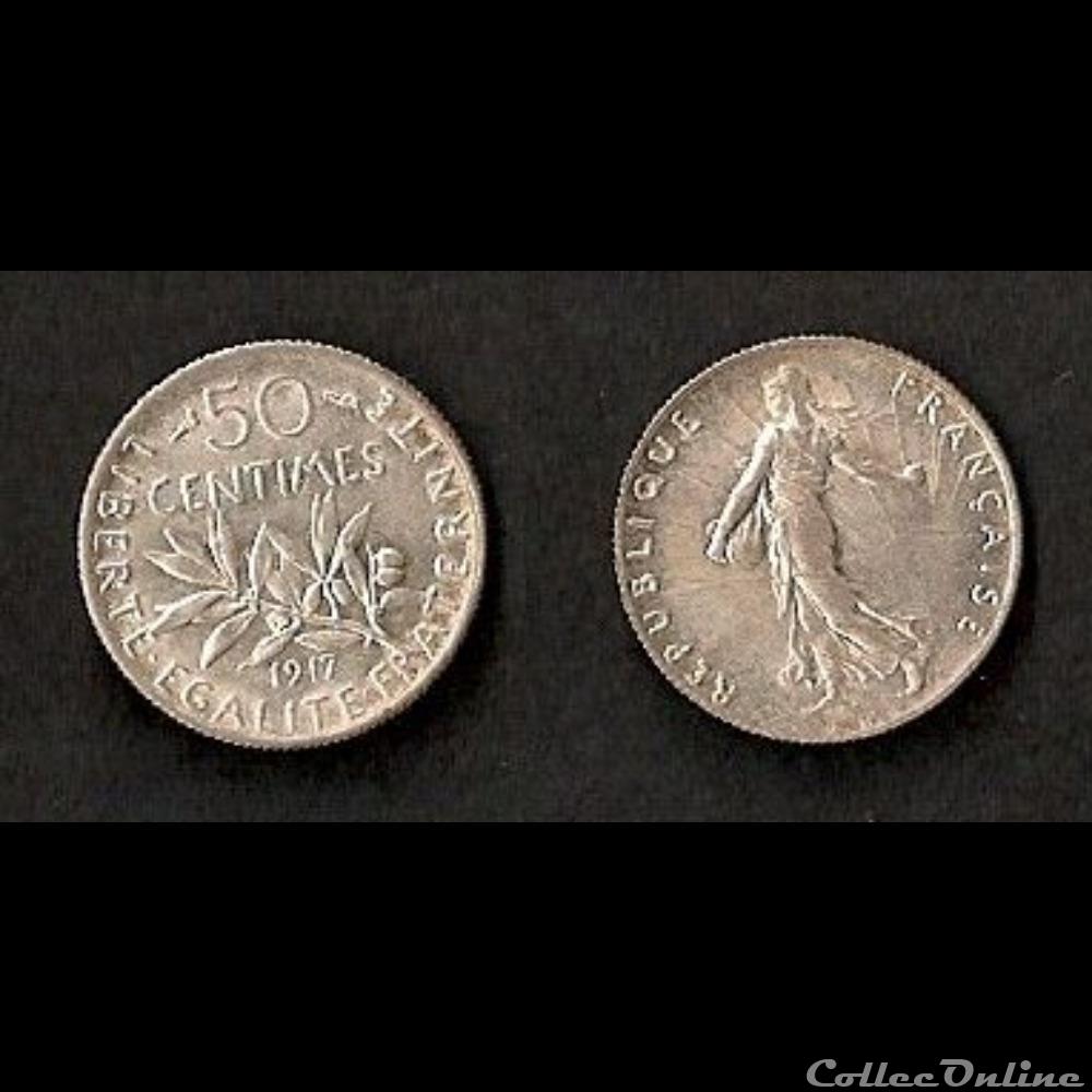 50 Cts Semeuse (Argent) 1917 monnaie france moderne 50 cts semeuse argent 1917