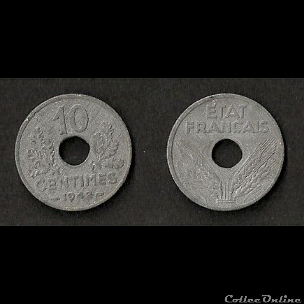 monnaie france moderne 10 cts etat francais grand module 1942