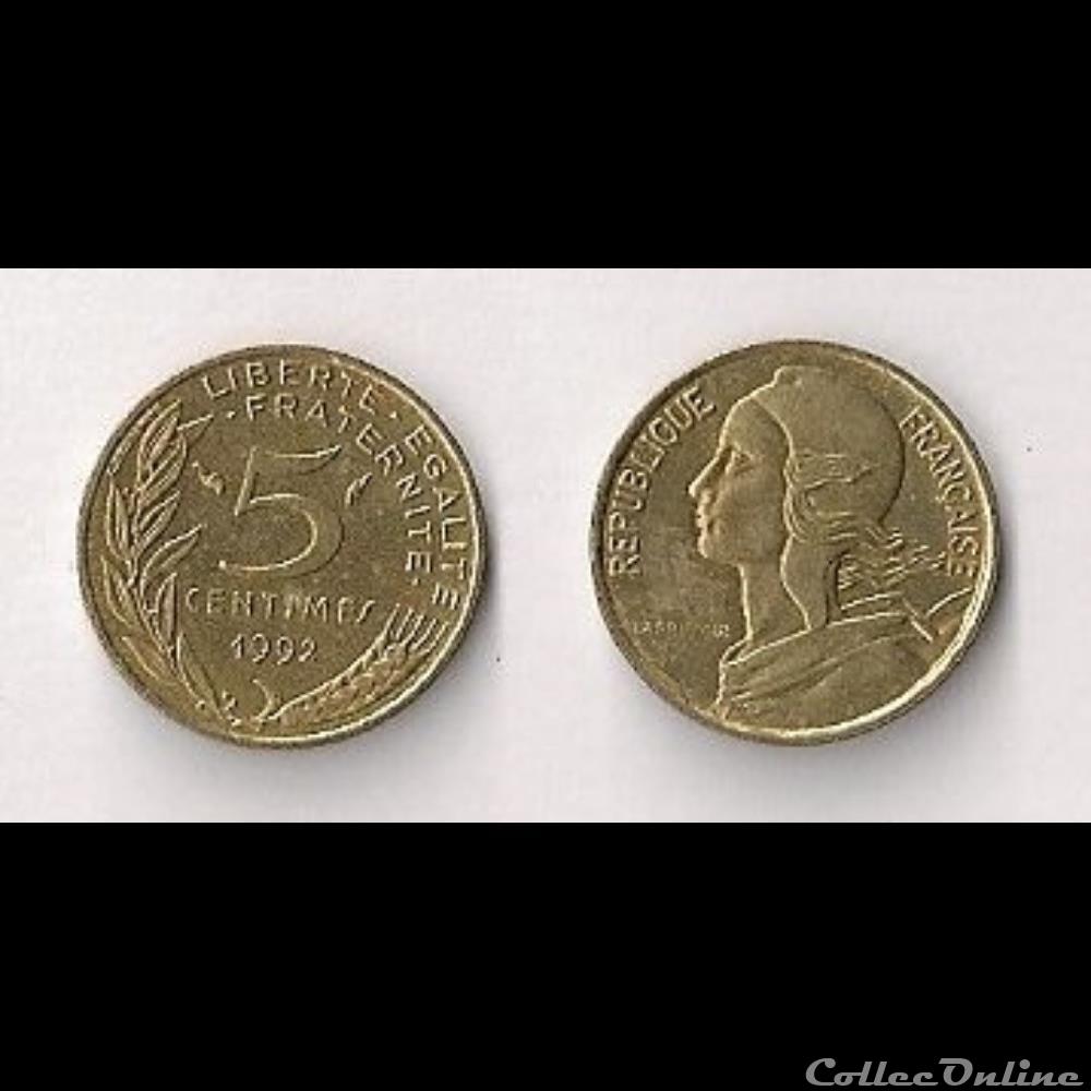 5 Cts Marianne 1992 4 plis monnaie france moderne 5 cts marianne 1992 4 plis