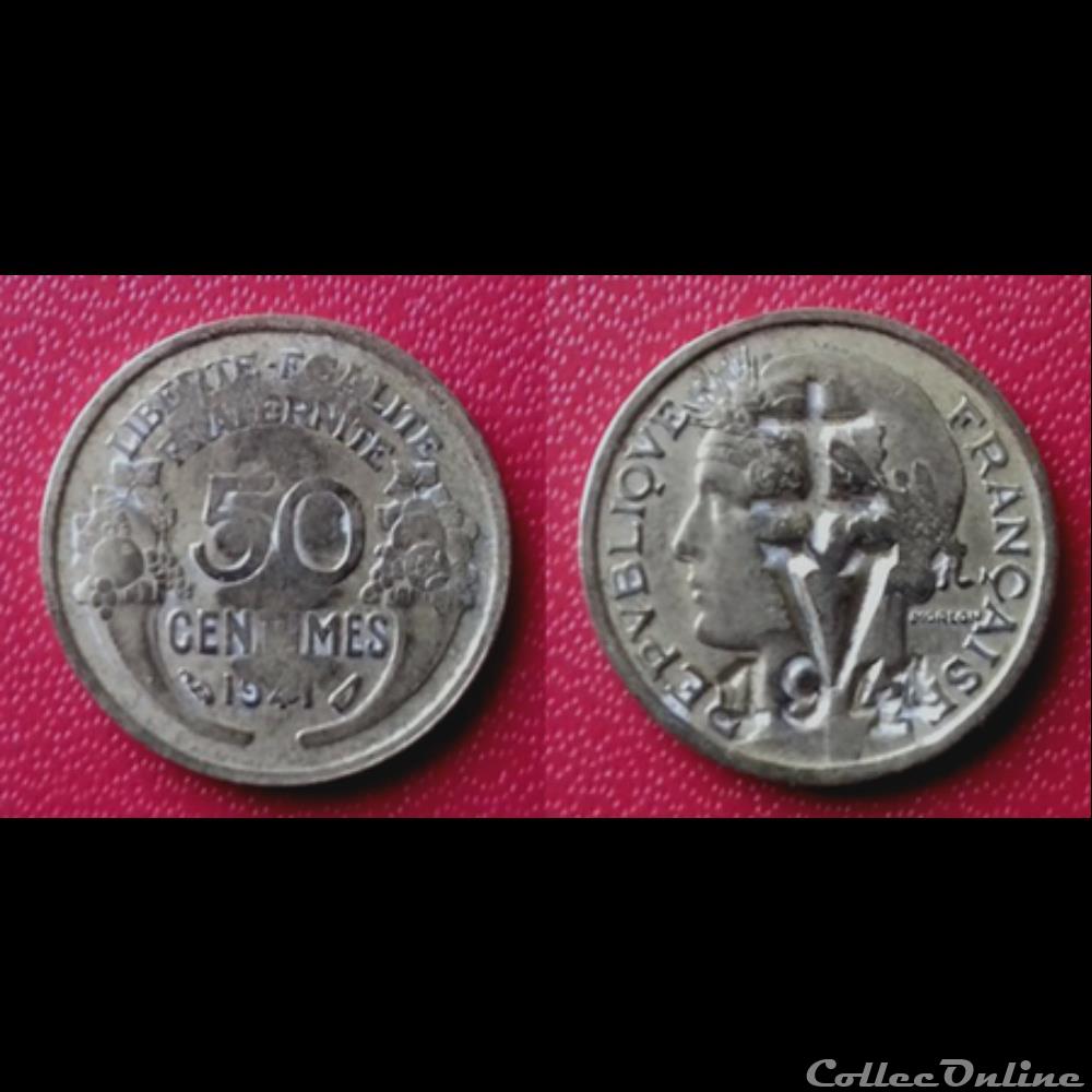 monnaie france moderne 50 cts morlon contremarque une croix de lorraine