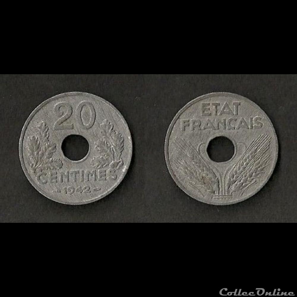 monnaie france moderne 20 cts etat francais 1942