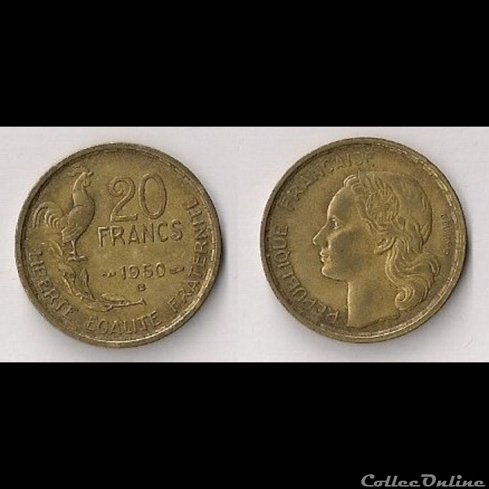 20 Francs G.Guiraud 1950 B (4 Faucilles) monnaie france moderne 20 francs g guiraud 1950 b 4 faucilles