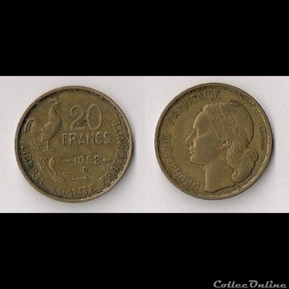 20 Francs G.Guiraud 1952 B monnaie france moderne 20 francs g guiraud 1952 b