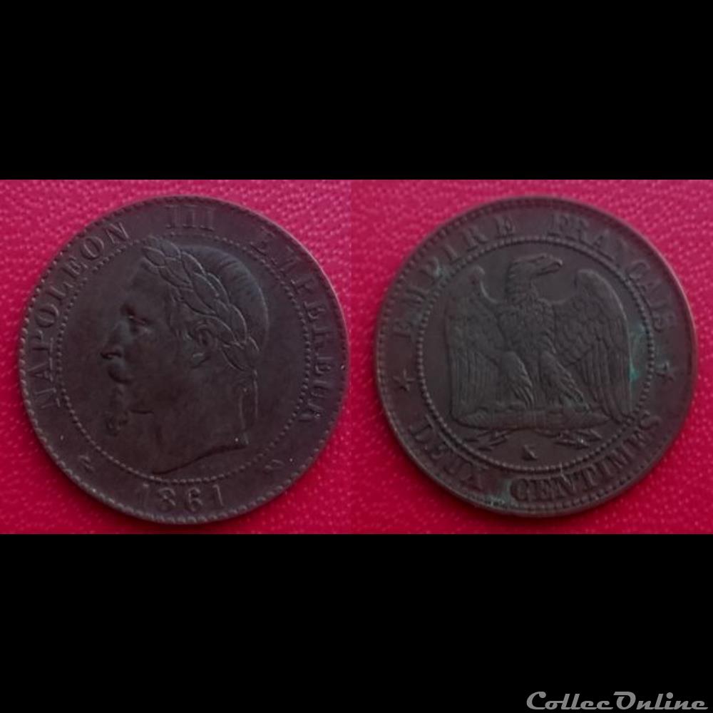 2 Cts Napoléon III Tête Laurée 1861 K monnaie france moderne 2 cts napoleon iii tete lauree 1861 k