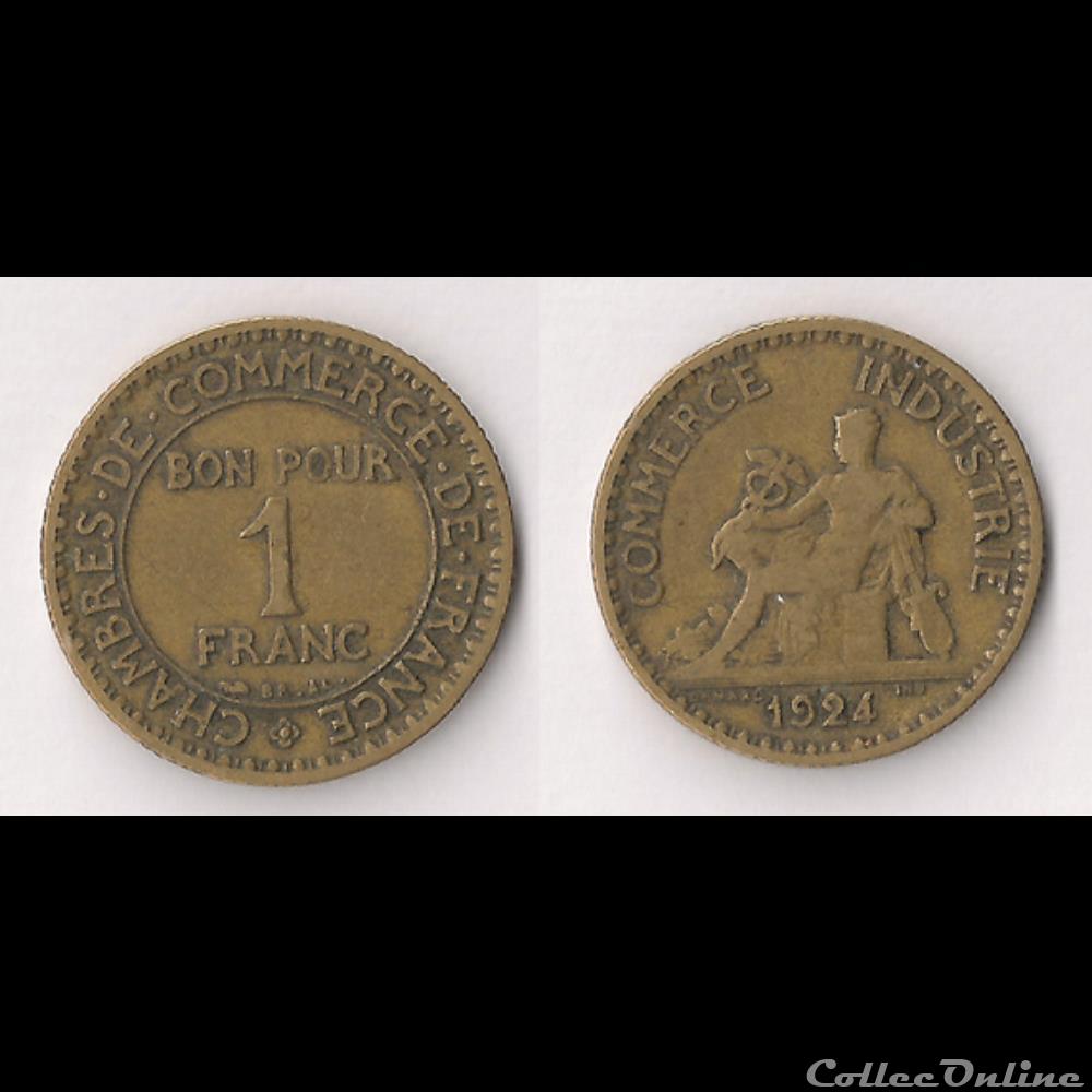 1 Franc Chambres de Commerce 1924 (4 fermé) monnaie france moderne 1 franc chambres de commerce 1924 4 ferme
