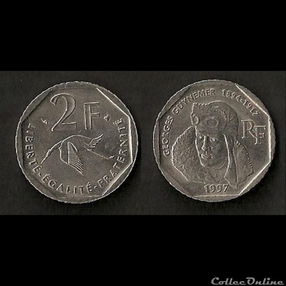 monnaie france moderne 2 francs george guynemer 1997