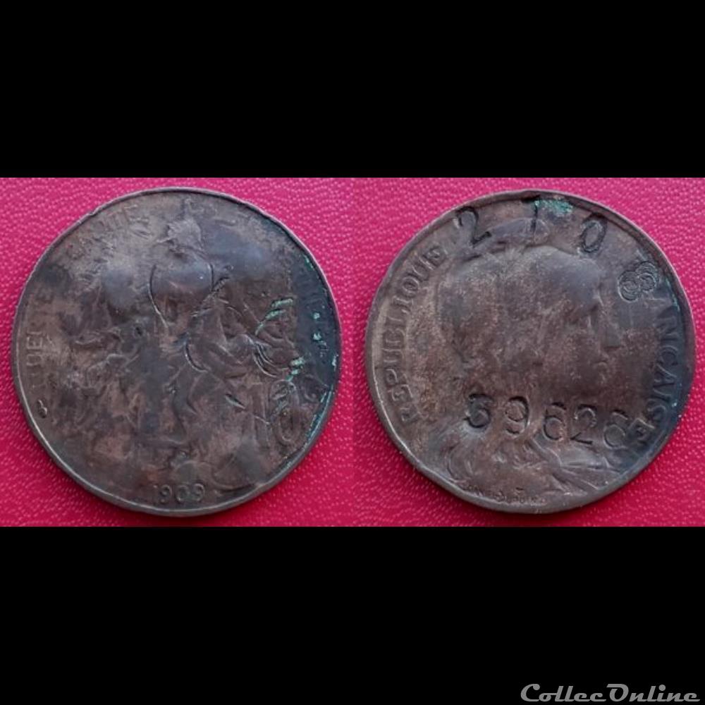 10 Cts Dupuis Contremarquée "2108 -59626" monnaie france moderne 10 cts dupuis contremarquee 2108 59626