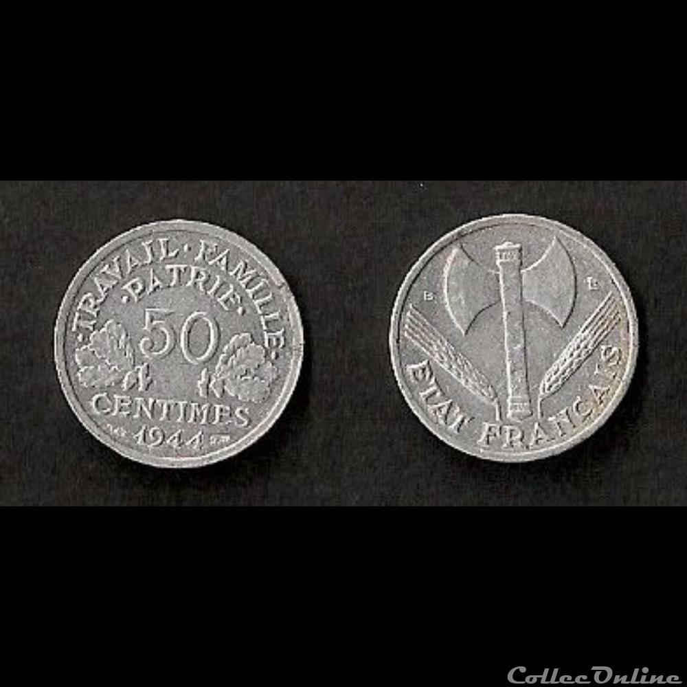 monnaie france moderne 50 cts francisque 1944 b