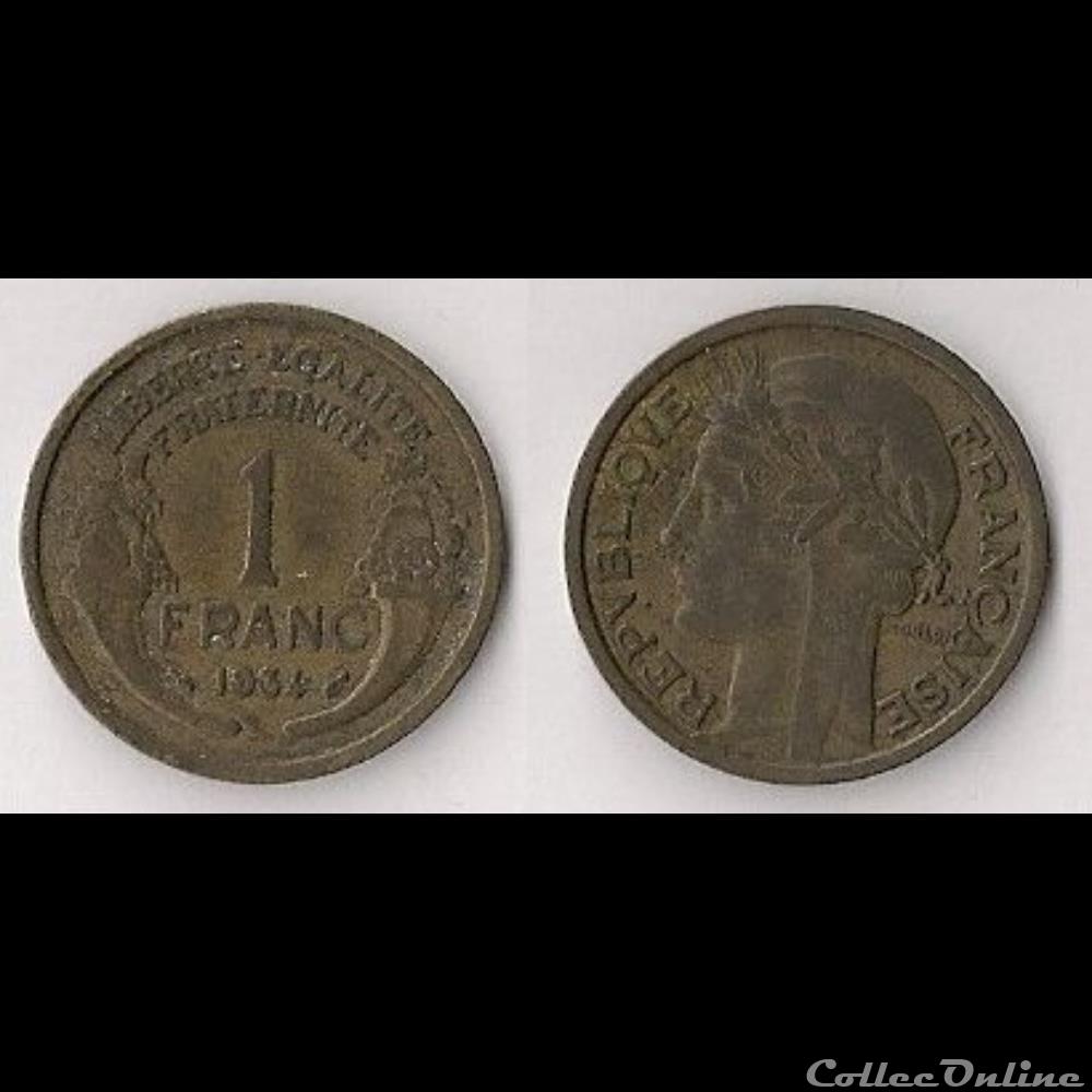 monnaie france moderne 1 franc morlon bronze alu 1934