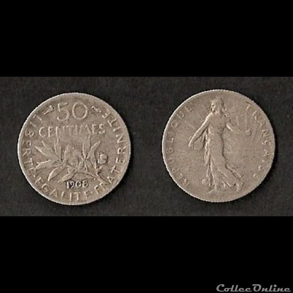 50 Cts Semeuse (Argent) 1908 monnaie france moderne 50 cts semeuse argent 1908
