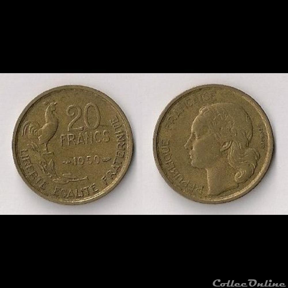 20 Francs G.Guiraud 1950 (4 Faucilles) - Moedas - Mundo - França