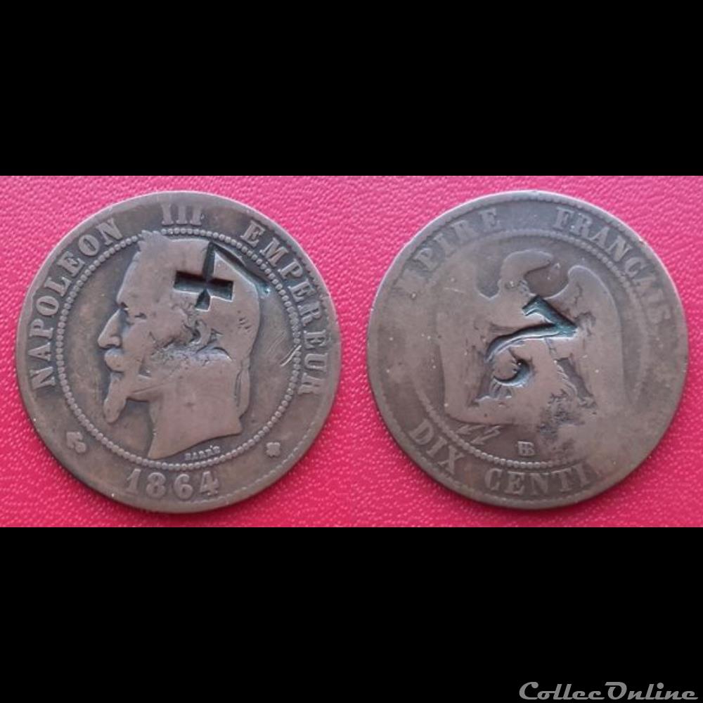 10 Cts Napoléon III Contremarquée 4 et 2 monnaie france moderne 10 cts napoleon iii contremarquee 4 et 2