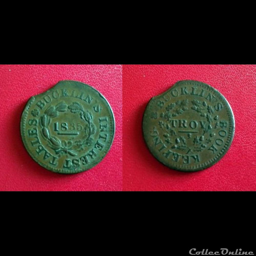 Token 1835 New York USA "BUCKLIN'S BOOK KEEPING" monnaie jeton mereaux moderne token 1835 new york usa bucklis book keeping