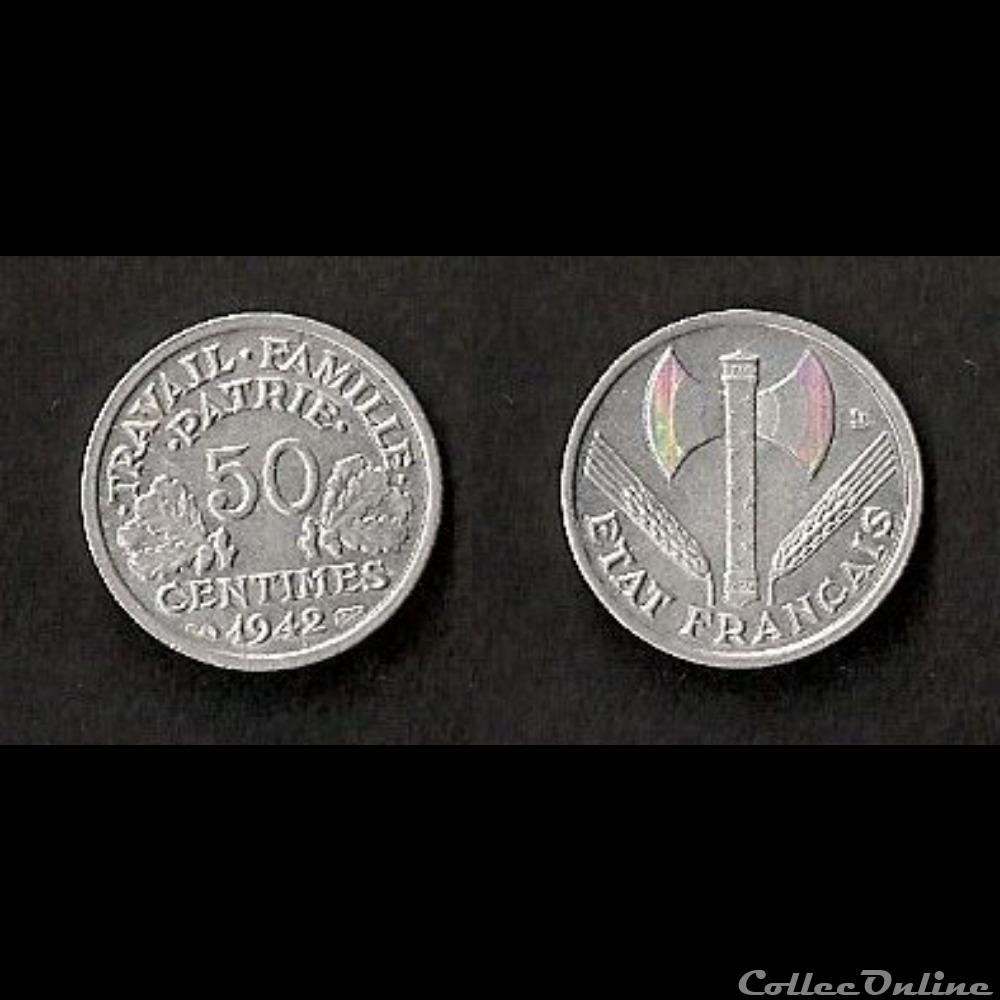 50 Cts Francisque 1942 monnaie france moderne 50 cts francisque 1942