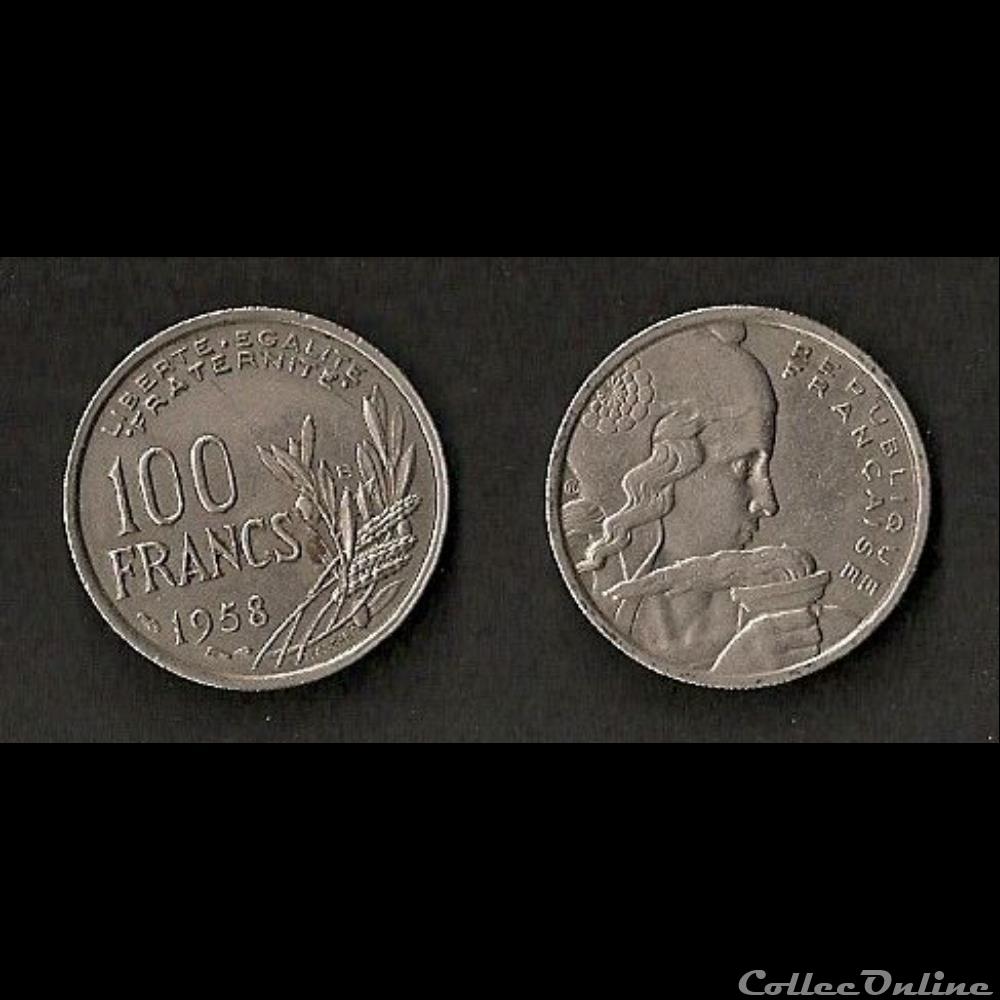 100 Francs Cochet 1958 B monnaie france moderne 100 francs cochet 1958 b