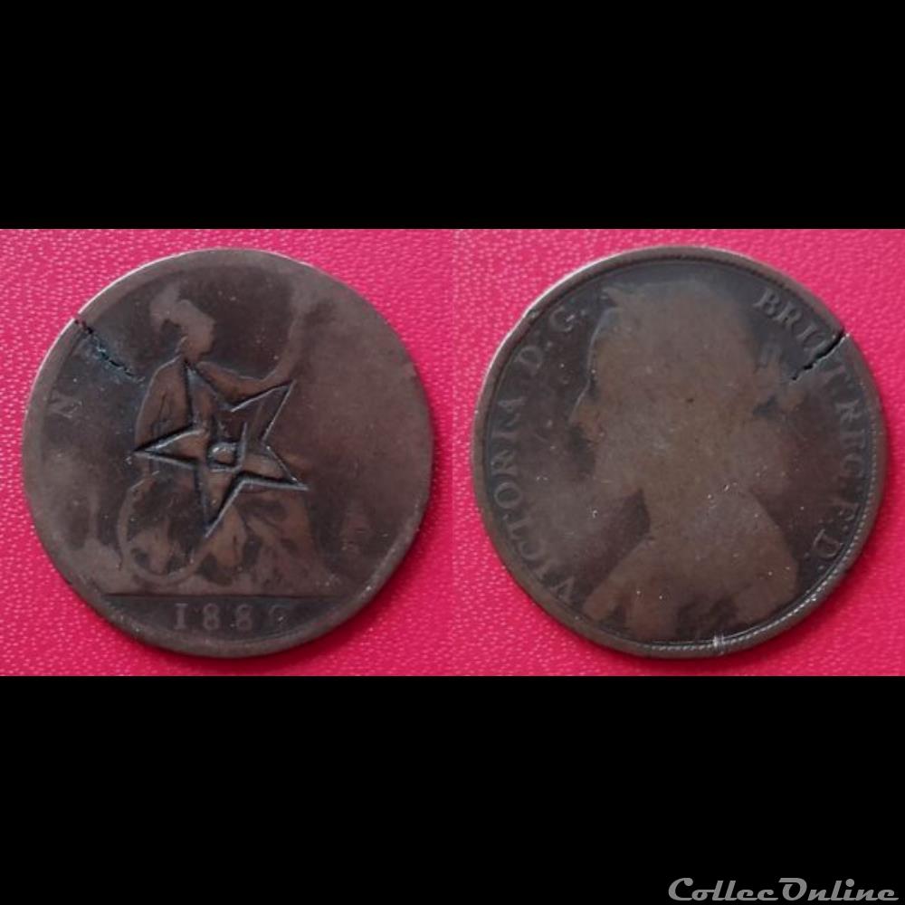 One Penny Victoria de 1889 contremarqué d'un R dans une étoile monnaie france royale one penny victoria de 1889 contremarque un r dans une etoile