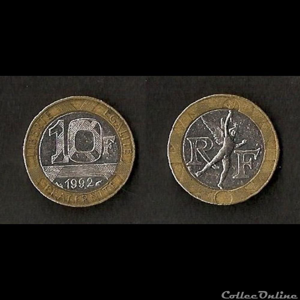 monnaie france moderne 10 francs genie de la bastille 1992