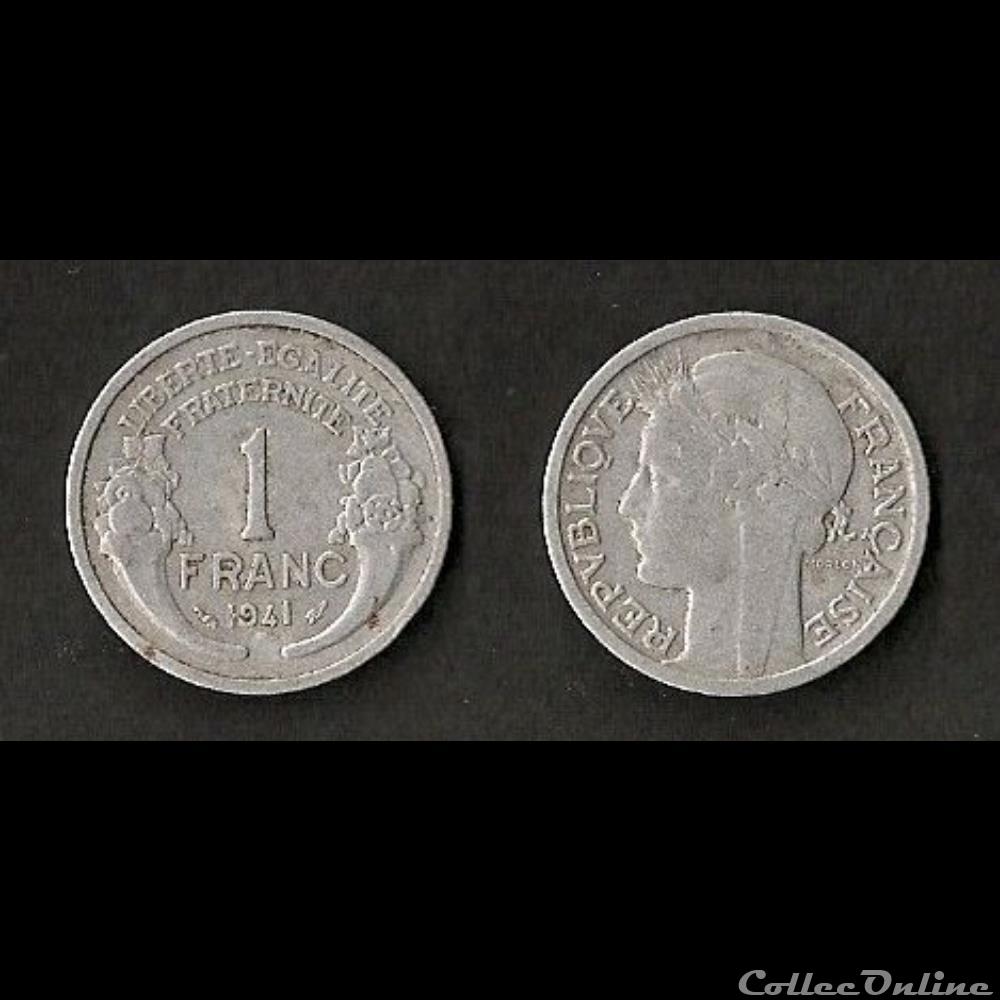 monnaie france moderne 1 franc morlon alu 1941 lourde
