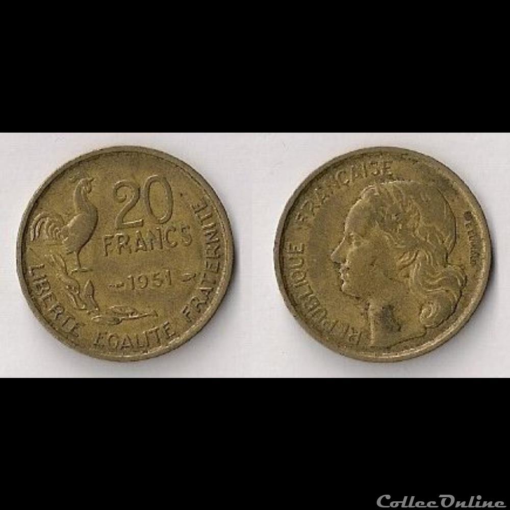monnaie france moderne 20 francs g guiraud 1951