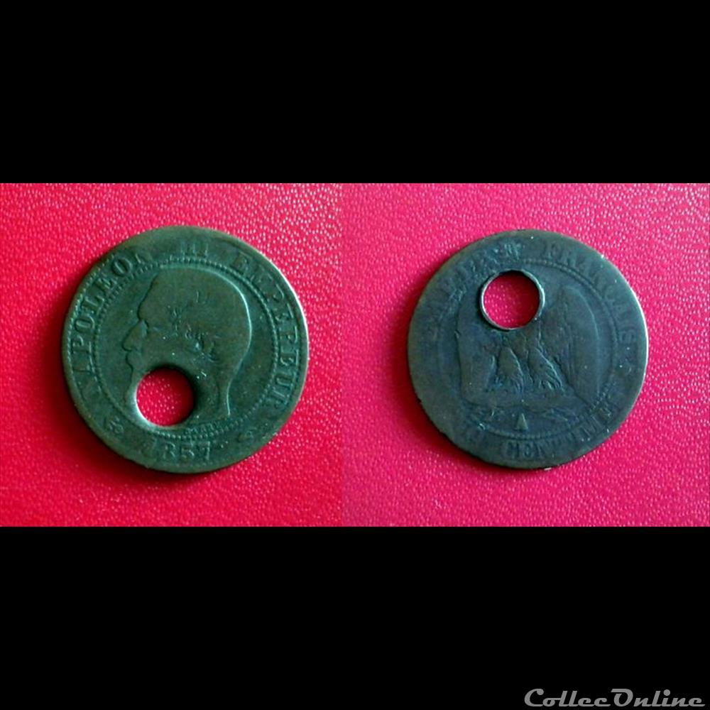 5 Cts Napoléon III 1857A Percée monnaie france moderne 5 cts napoleon iii 1857a percee
