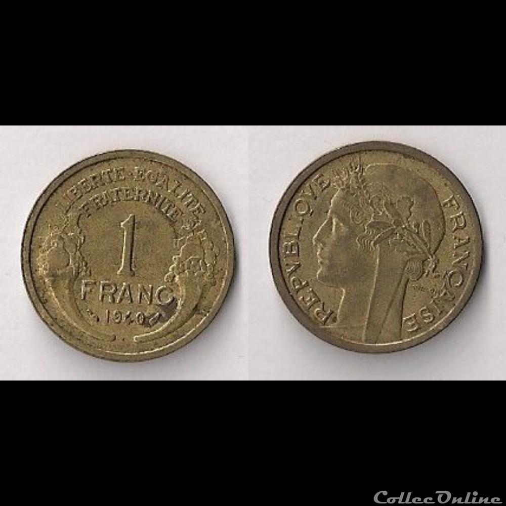 monnaie france moderne 1 franc morlon bronze alu 1940