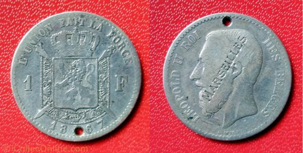 monnaie monde belgique 1 fr belge regrave marseilles
