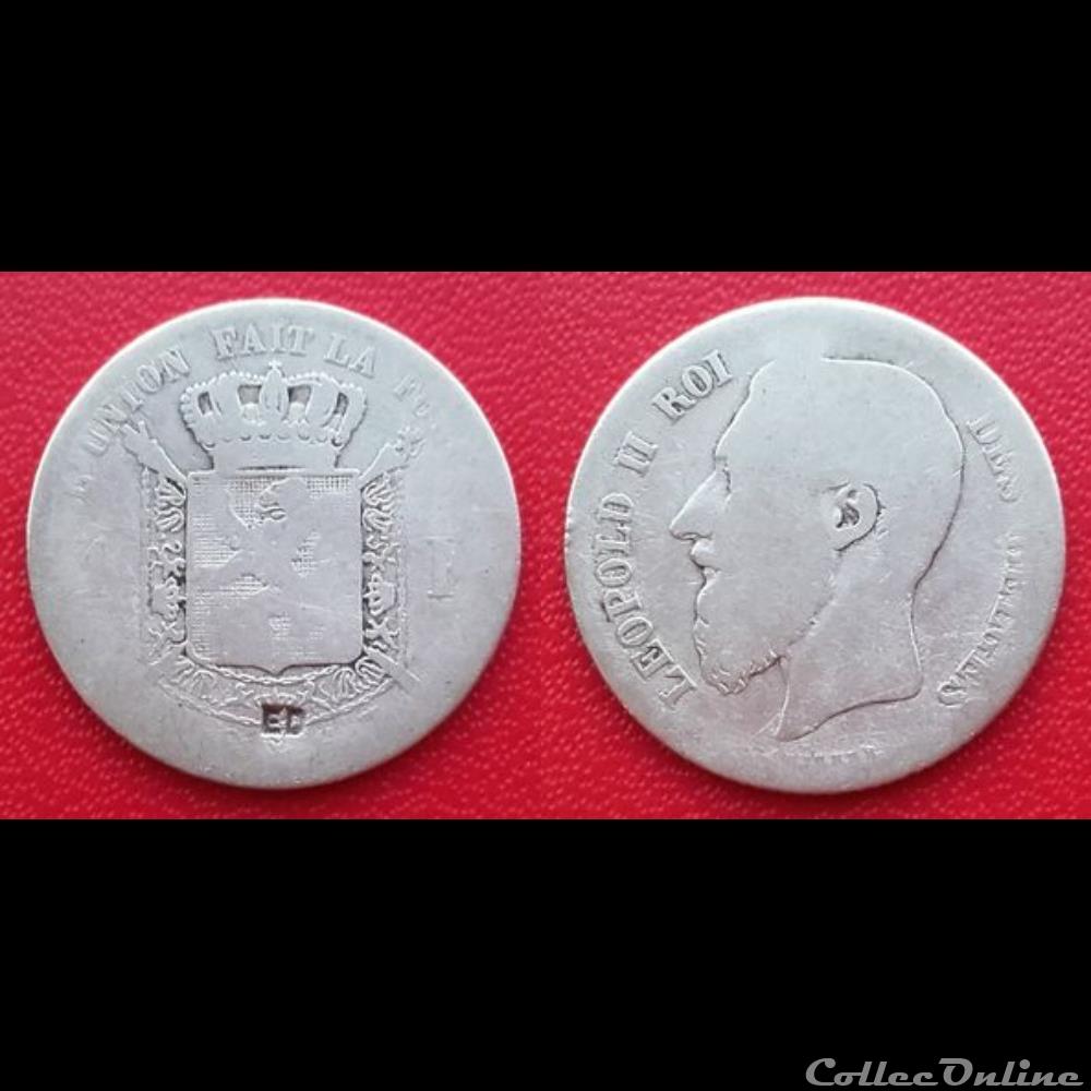1 Franc Léopold II Contremarquée "ED" monnaie monde belgique 1 franc leopold ii contremarquee ed