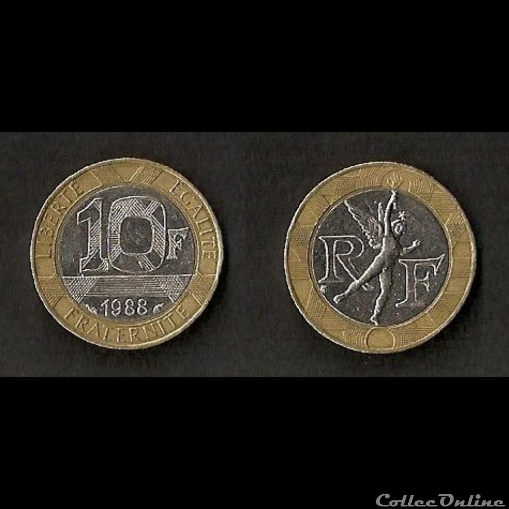 monnaie france moderne 10 francs genie de la bastille 1988