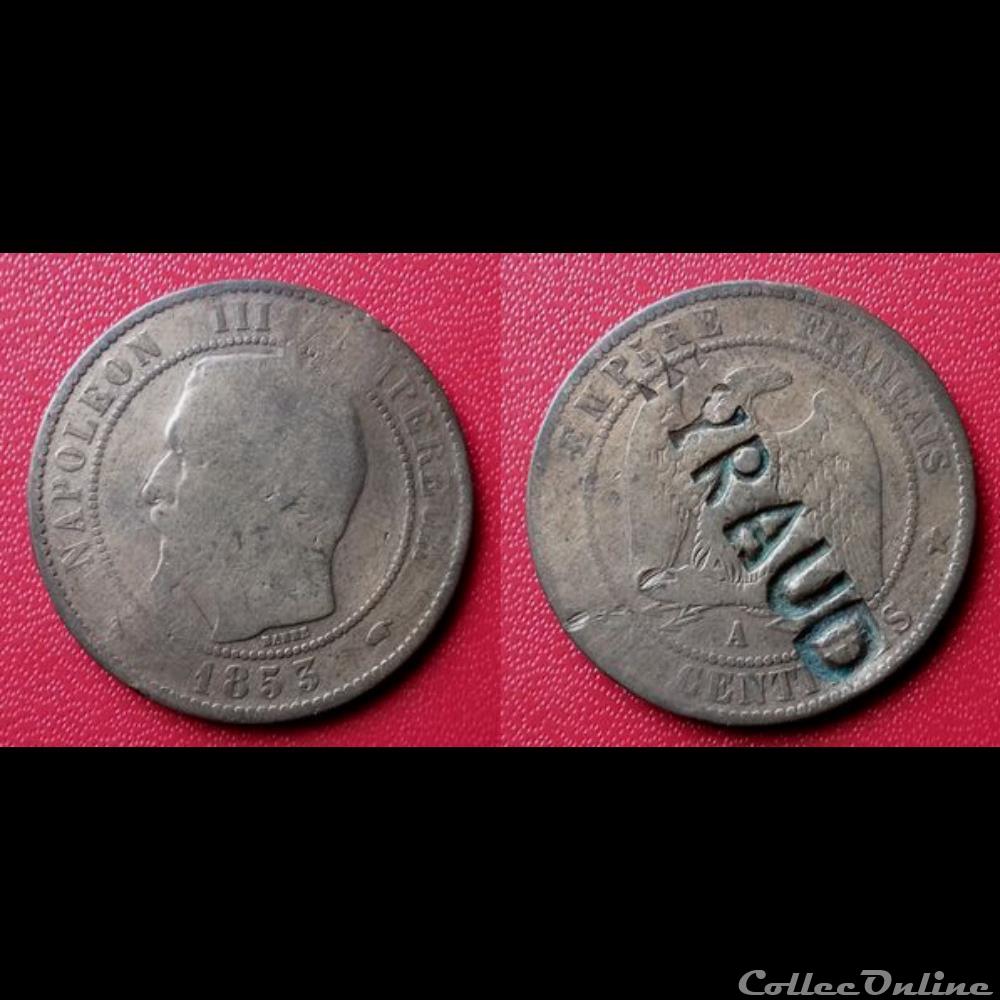 10 Cts Napoléon III Contremarquée "EYRAUD" monnaie france moderne 10 cts napoleon iii contremarquee eyraud