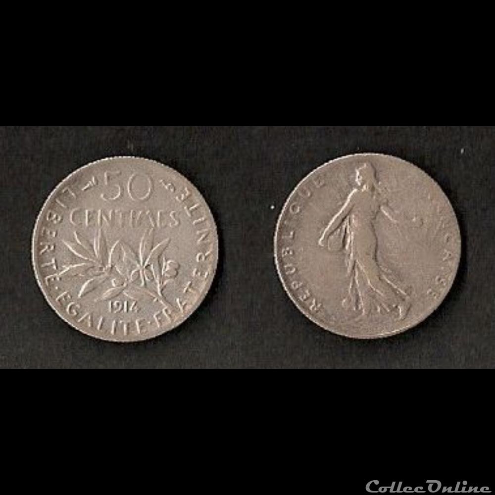 50 Cts Semeuse (Argent) 1914 monnaie france moderne 50 cts semeuse argent 1914