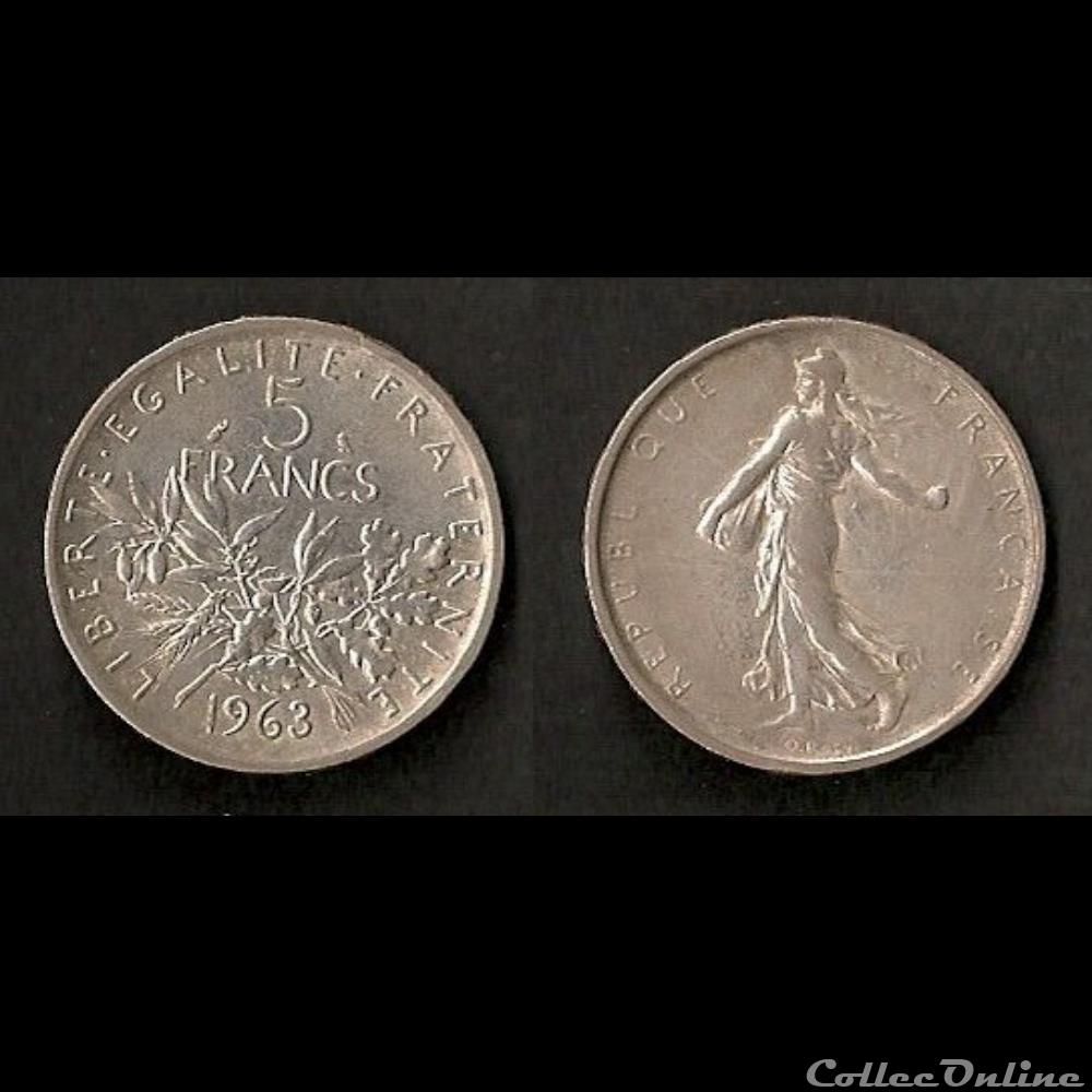 5 Francs Semeuse Argent 1963 monnaie france moderne 5 francs semeuse argent 1963