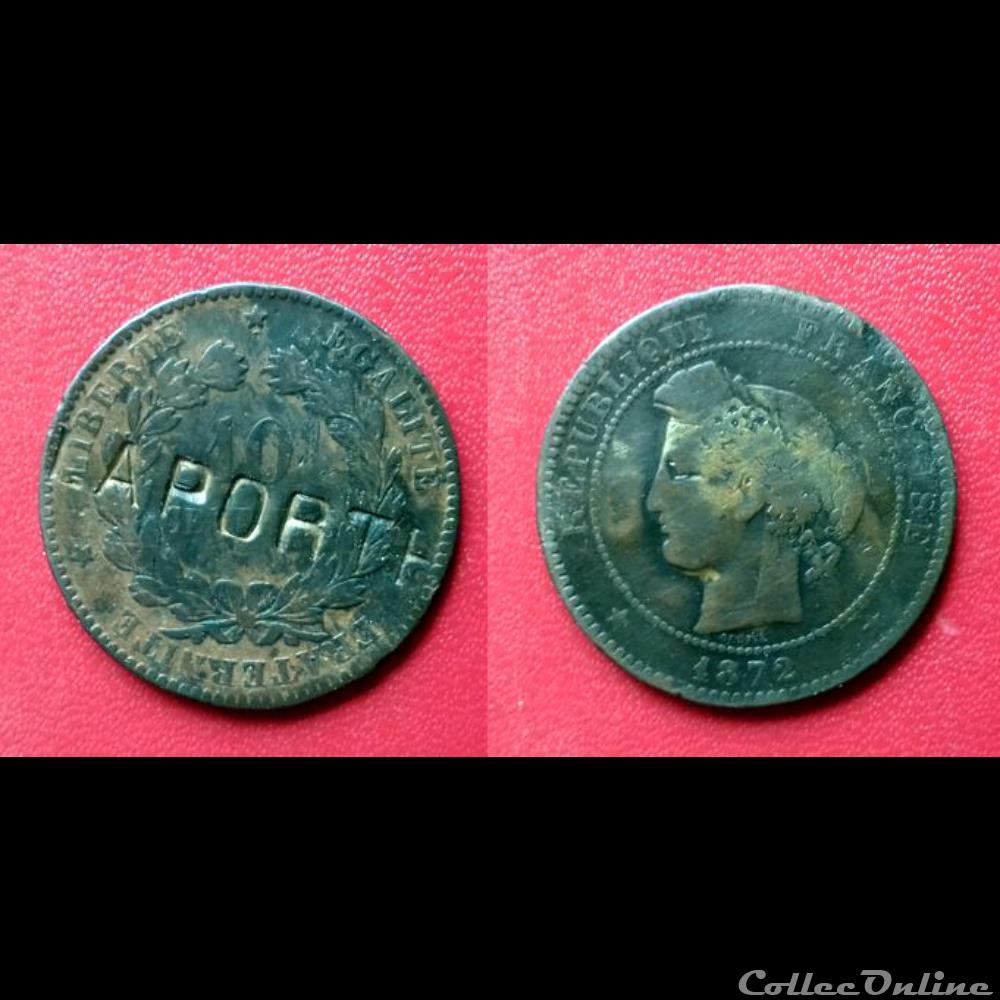 10 Cts Cérès Contremarquée "LAPORTE" monnaie 10 cts ceres contremarquee laporte