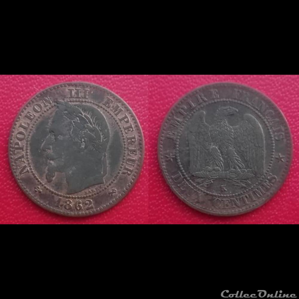 2 Cts Napoléon III Tête Laurée 1862 K monnaie france moderne 2 cts napoleon iii tete lauree 1862 k