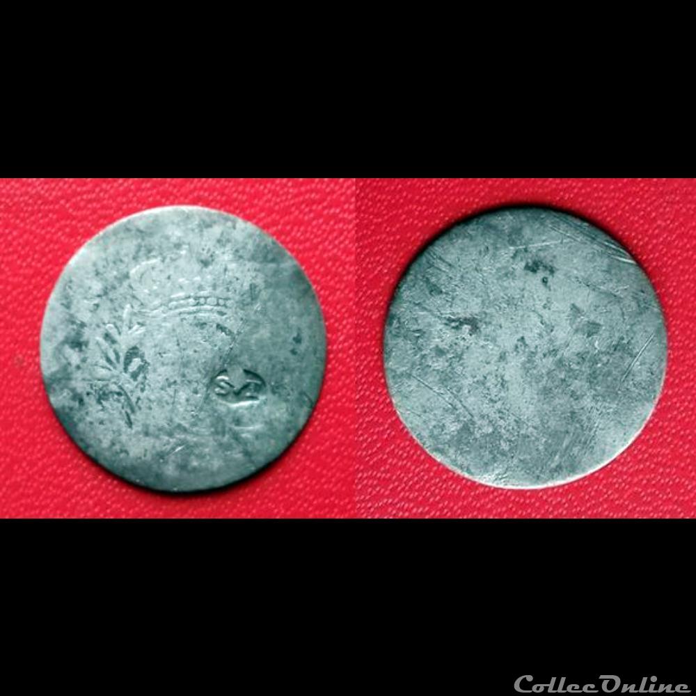 1/10ème d'écu Louis XV contremarqué de l'île de Saint Thomas monnaie 1 10eme ecu louis xv contremarque de ile de saint thomas