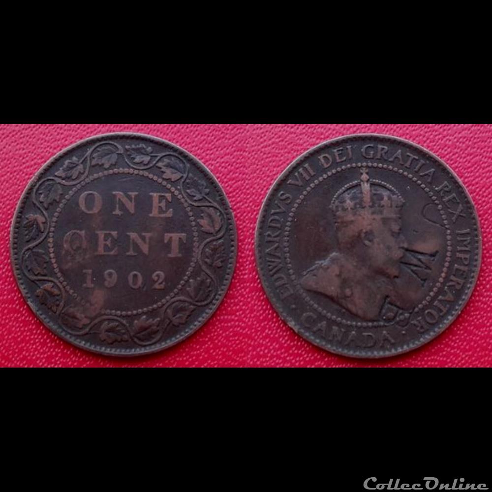 One Cent Edward VII 1902 contremarqué "J.W.B" monnaie france moderne one cent edward vii 1902 contremarque j w b